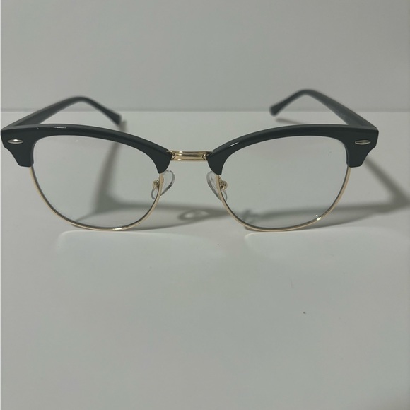 Elegant Black and Gold Browline Glasses - Picture 2 of 6